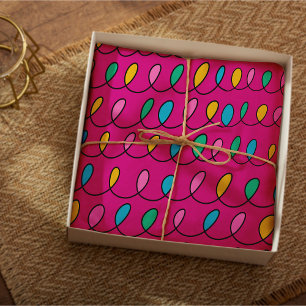 Festive Christmas Lights Pattern Pink Tissue Paper