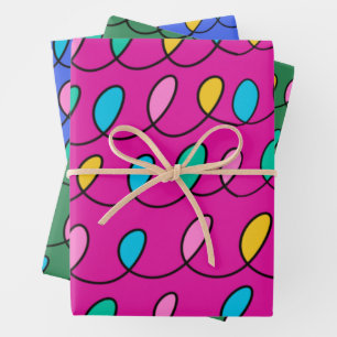 Festive Christmas Lights Pattern PInk Wrapping Paper Sheets