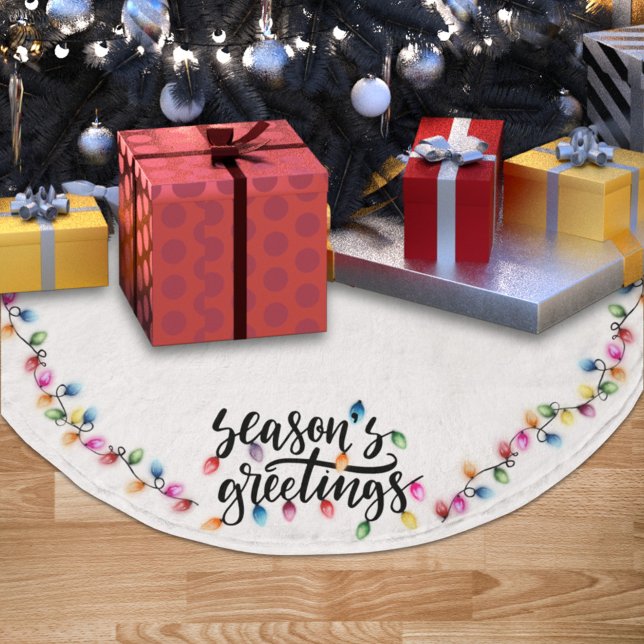 Festive Christmas Lights Seasons Greetings Brushed Polyester Tree Skirt (Creator Uploaded)