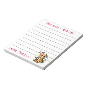 Festive Christmas lion, Santa’s wish list  Note