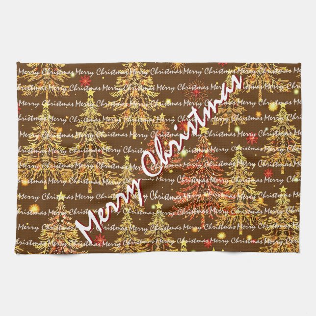 Festive Christmas Luxury Christmas Trees Kitchen Towel (Horizontal)