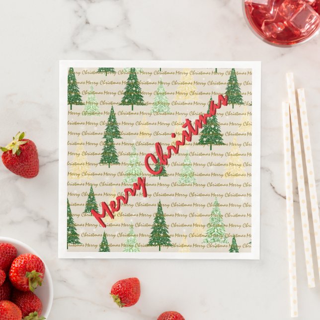 Festive Christmas Luxury Christmas Trees Paper Dinner Napkins (Insitu)
