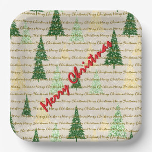 Festive Christmas Luxury Christmas Trees Paper Plates