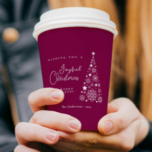Festive Christmas Magenta Paper Cups