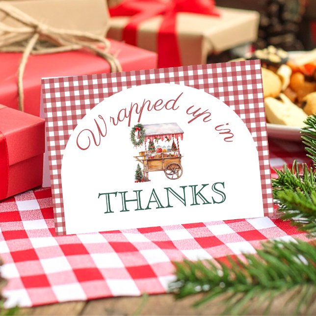 Festive Christmas Market Red Folded Thank You Card (Creator Uploaded)