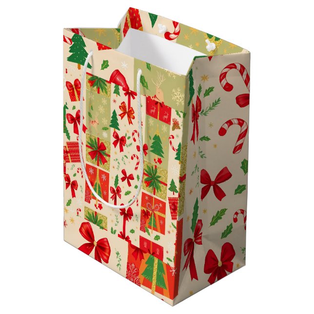 Festive Christmas Medium Gift Bag (Back Angled)