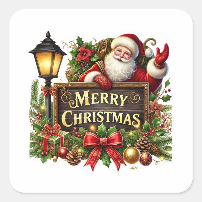 Festive Christmas Merry Christmas Sabta Square Sticker (Front)