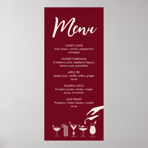 Festive Christmas mid century modern cocktail menu Poster