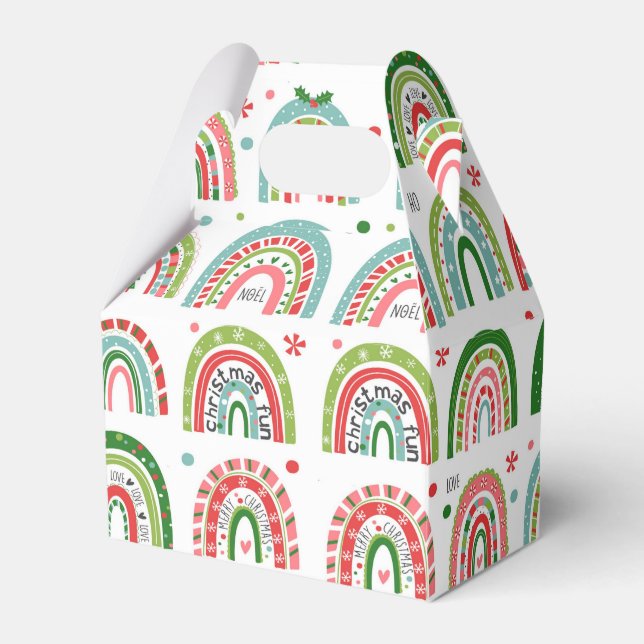 Festive Christmas Modern Rainbow Pattern Favor Boxes (Front Side)