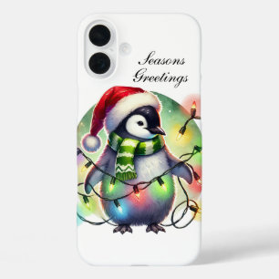 Festive Christmas monkey customizable iPhone 16 Plus Case