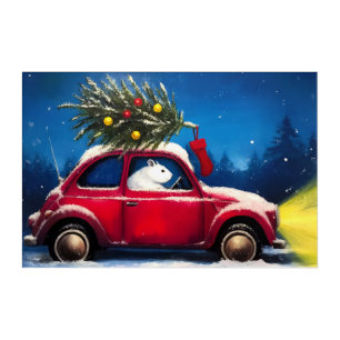 Festive Christmas Mouse Driving Car Acrylic Print