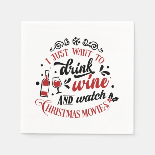 festive Christmas movie wine party Napkins