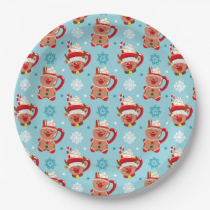 Festive Christmas Mug of Cocoa Paper Plates