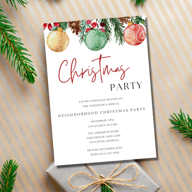 Festive Christmas Neighborhood Holiday Party Invitation | Zazzle