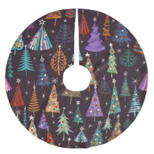 Festive Christmas New Year Pattern Brushed Polyester Tree Skirt