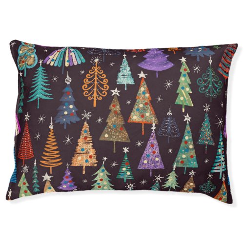 Festive Christmas New Year Pattern Pet Bed