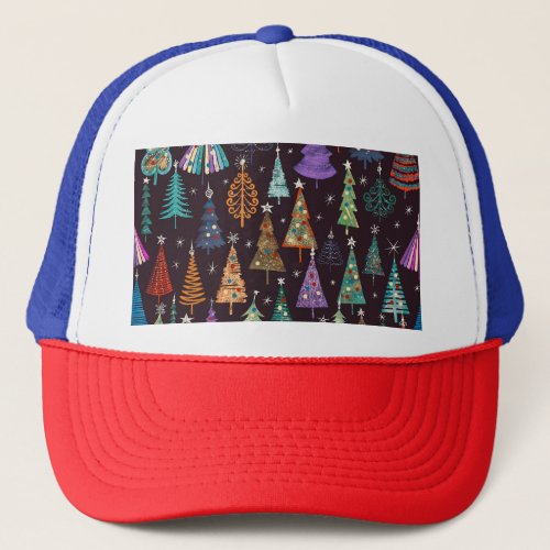 Festive Christmas New Year Pattern Trucker Hat