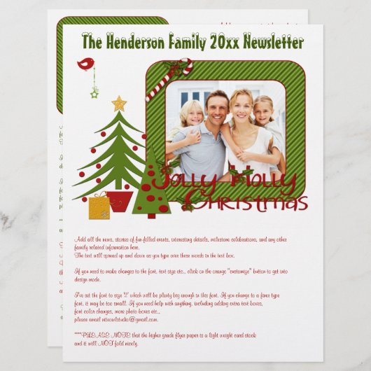 Festive Christmas Newsletter with Photos (Front/Back)