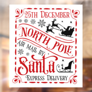 Festive Christmas North Pole air mail Window Cling