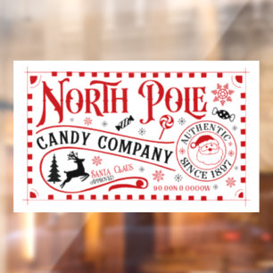 Festive Christmas North Pole candy company Window Cling