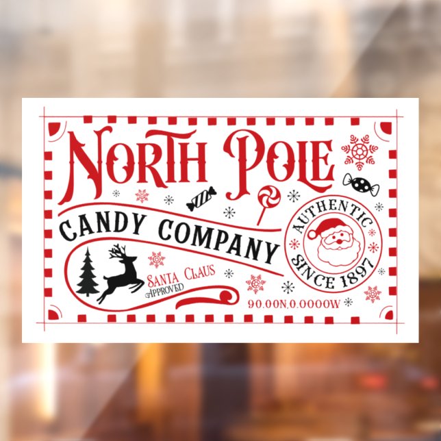 Festive Christmas North Pole candy company Window Cling (Sheet 2)