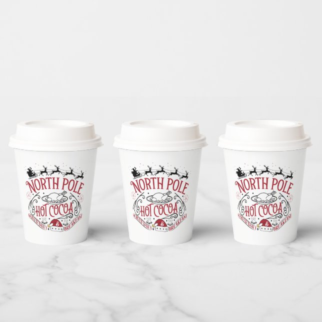 festive Christmas North Pole cocoa Christmas party Paper Cups (Multi)