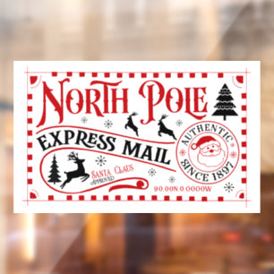 Festive Christmas North Pole express mail Window Cling