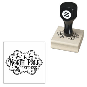 Festive Christmas North Pole Express Rubber Stamp