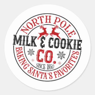 Festive Christmas North Pole Milk Cookie Company Classic Round Sticker