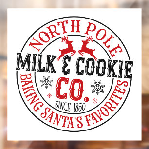 Festive Christmas North Pole milk cookie Window Cling