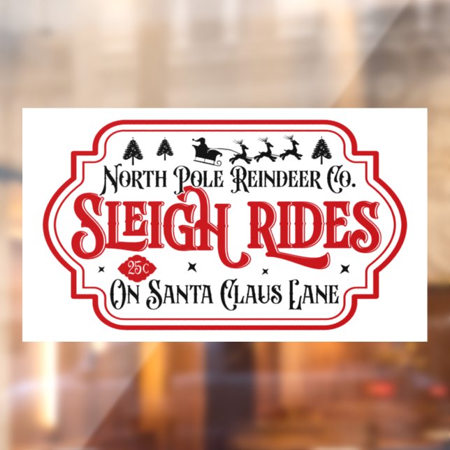 Festive Christmas North Pole sleigh rides Window Cling (Sheet 2)