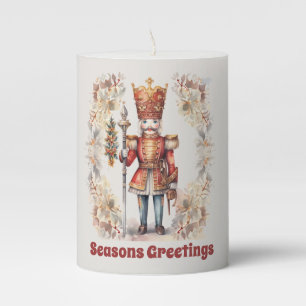 Festive Christmas nutcracker add text Pillar Candle