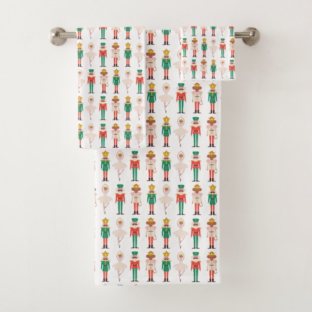 Festive Christmas Nutcracker Ballerina  Bath Towel Set (Insitu)