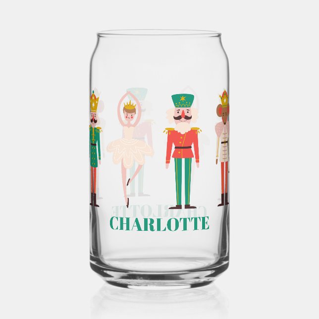 Festive Christmas Nutcracker Ballerina  Can Glass (Front)