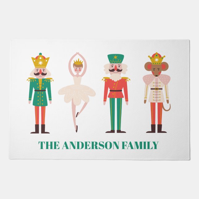 Festive Christmas Nutcracker Ballerina  Doormat (Front)