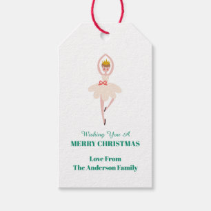 Festive Christmas Nutcracker Ballerina Gift Tags