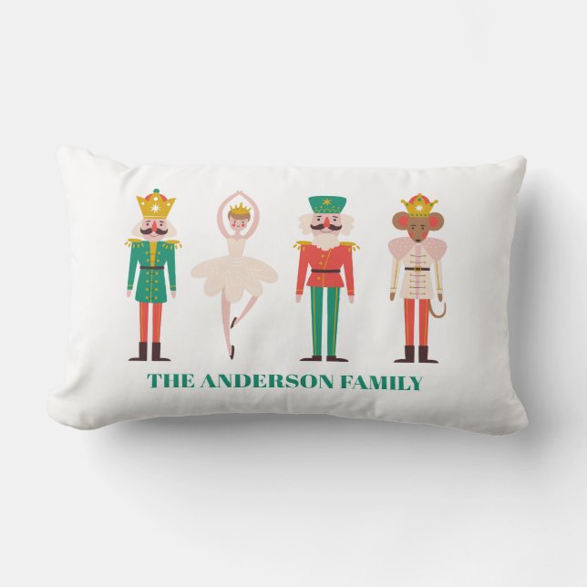 Festive Christmas Nutcracker Ballerina  Lumbar Pillow (Front)