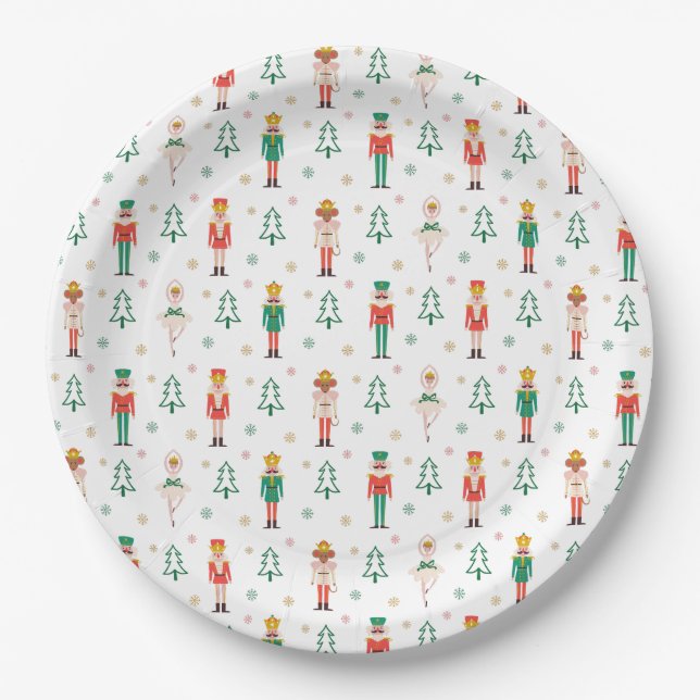 Festive Christmas Nutcracker Ballerina Paper Plates (Front)