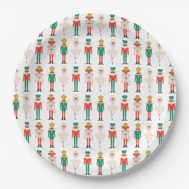 Festive Christmas Nutcracker Ballerina  Paper Plates (Front)