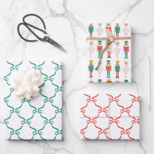 Festive Christmas Nutcracker Ballerina  Wrapping Paper Sheets