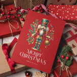 Festive Christmas Nutcracker Custom Photo Card<br><div class="desc">Christmas Nutcracker with ornament,  Merry Christmas white typography,  and customizable text</div>