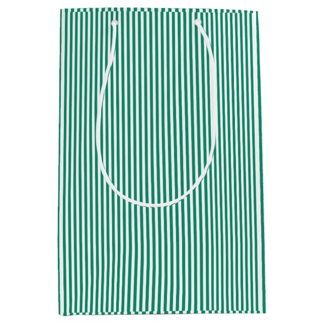 Festive Christmas Nutcracker Green Striped Medium Gift Bag (Front)
