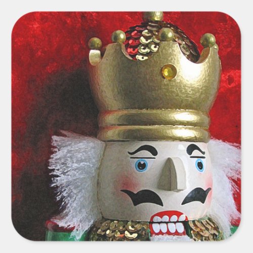 Festive christmas nutcracker holiday card wine lab square sticker