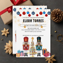 Festive Christmas Nutcracker Ornaments Baby Shower Invitation