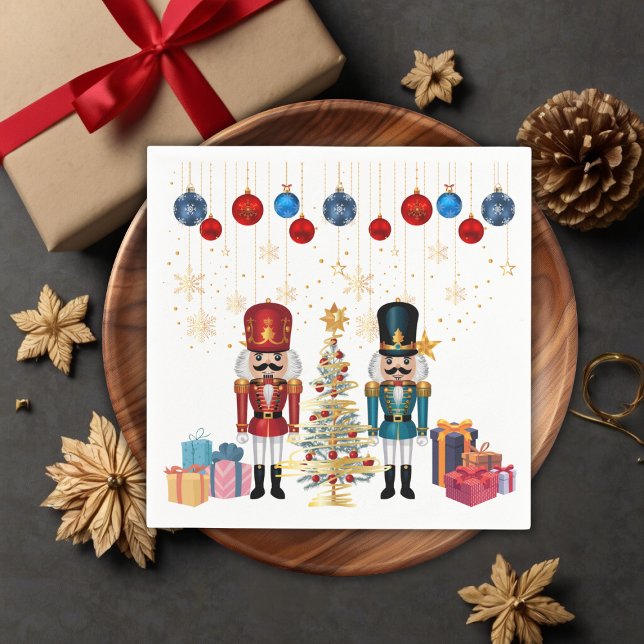 Festive Christmas Nutcracker Ornaments Baby Shower Napkins (Creator Uploaded)