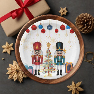 Festive Christmas Nutcracker Ornaments Baby Shower Paper Plates