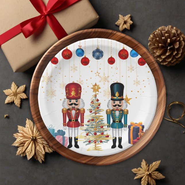 Festive Christmas Nutcracker Ornaments Baby Shower Paper Plates (Creator Uploaded)