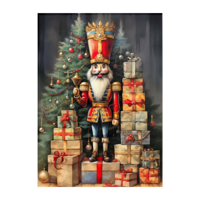 Festive Christmas Nutcracker Painting Holiday Acrylic Print (Front)