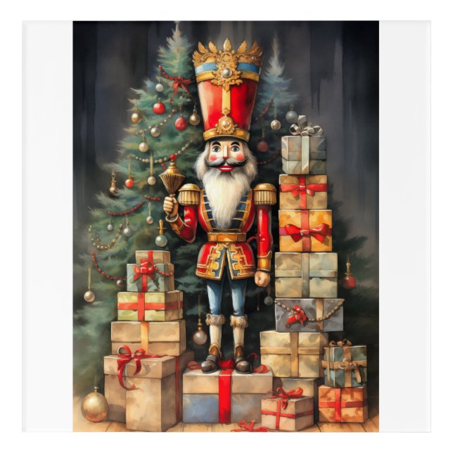 Festive Christmas Nutcracker Painting Holiday Acrylic Print (Front)