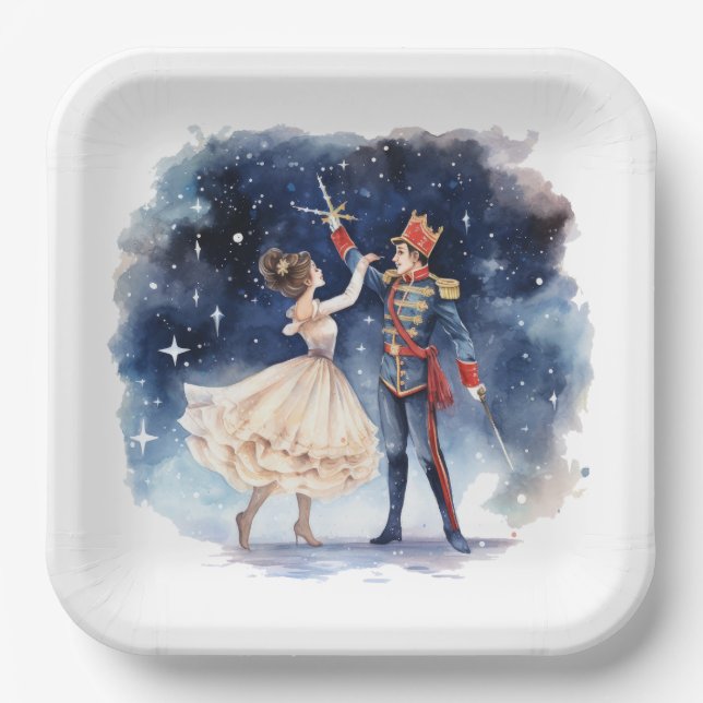 Festive Christmas nutcracker party Paper  Paper Plates (Front)